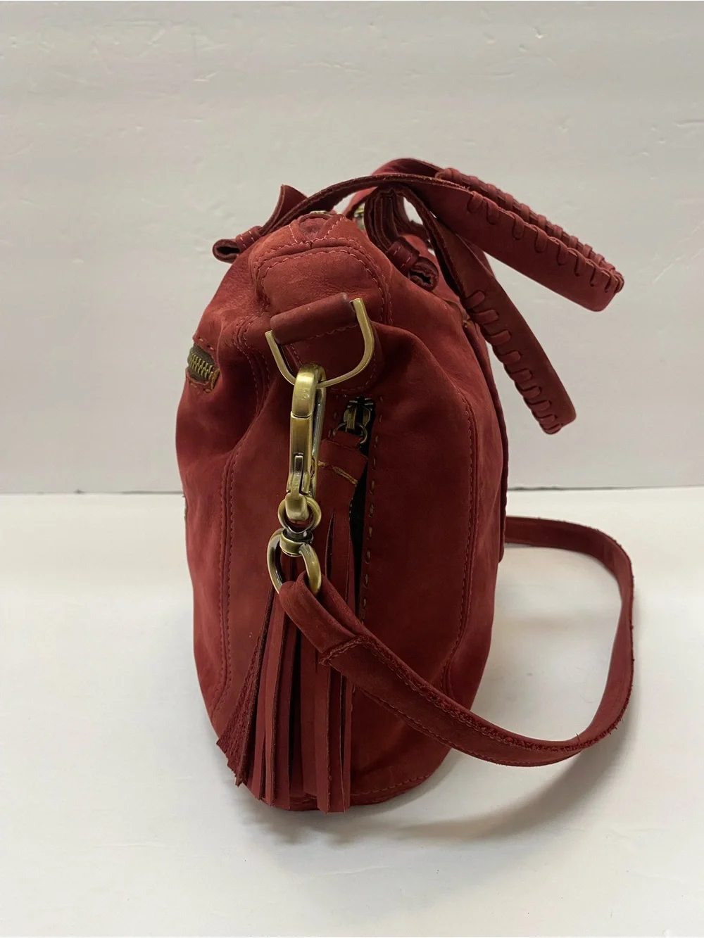 Carla Mancini Burgundy Suede Handbag